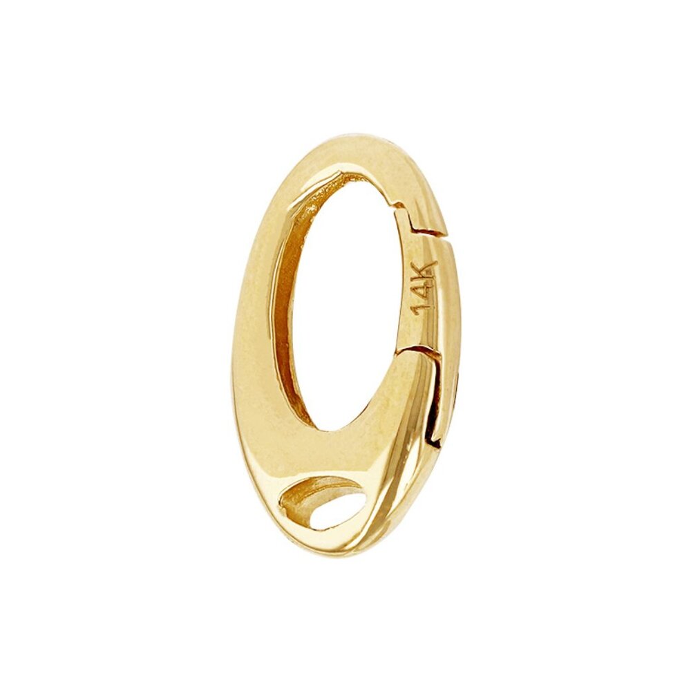 Small Polished Oval Push Clasp 14K Solid Yellow Gold